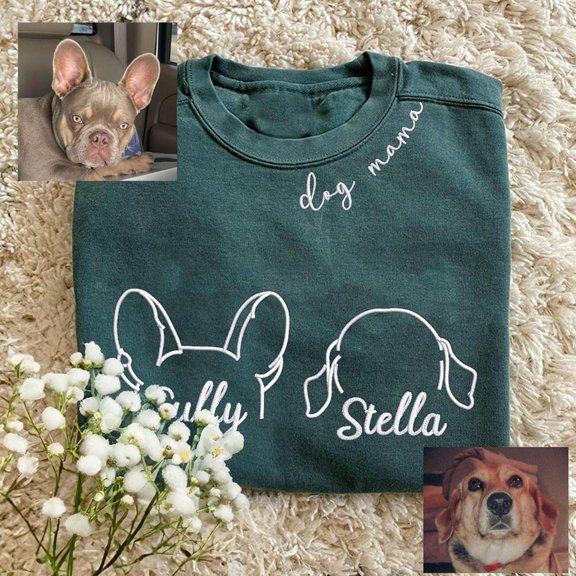 Dog Ear Outline Embroidered Pet Lover, Sweatshirt
