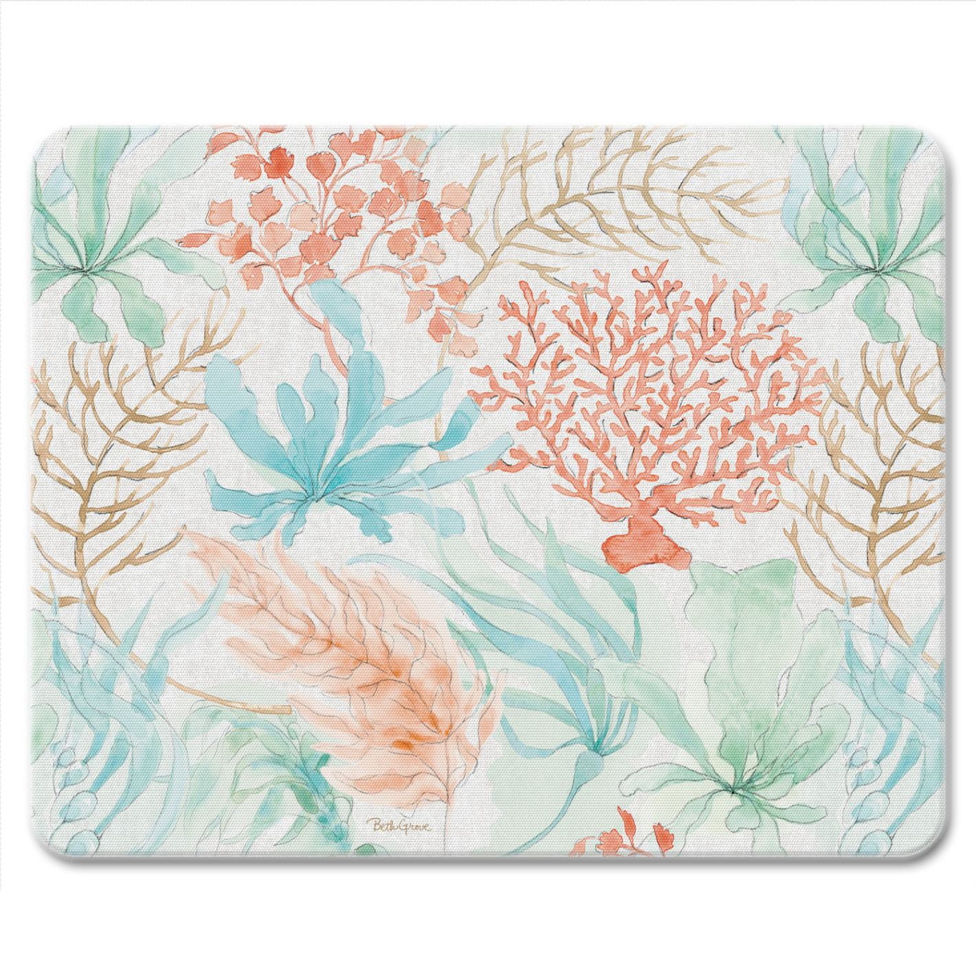 Seaside Coral and Aqua Tempered Glass Cutting Board 10" x 8"