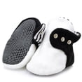 thumbnail image 4 of Anti-Slip Sole, Fleece Baby Booties, Newborn Home Booties, Sweat Proof Organic Cotton Lining, Black White, 4 of 5