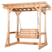 Backyard Discovery Callahan 8x5 Cedar Wood Outdoor Patio Pergola Swing, Trellis, 2-Seater