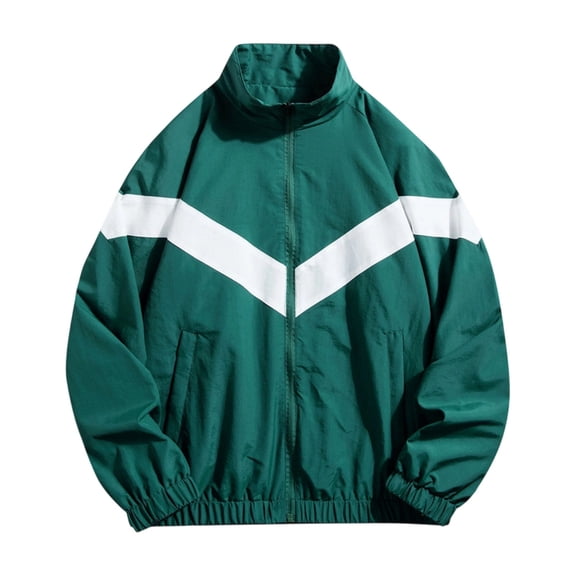 Jerdar Men's Nylon Windbreaker Jacket Stand Collar Breathable Colorblock Loose Fit Outdoor Athletic Sport Casual Lightweight Windproof Coat Outerwear