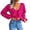 Hot Pink, variant on Womens Fall Fashion 2022! QLEICOM Sweaters for Women, Women's Fashion Autumn Winter Long Sleeve Solid Blouse V-Neck Bow-Knot Sweater Tops On Clearance