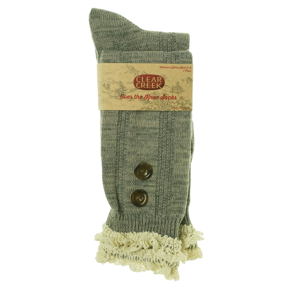 Clear Creek Clear Creek Women's Over the Knee Socks with Button Detail Gray