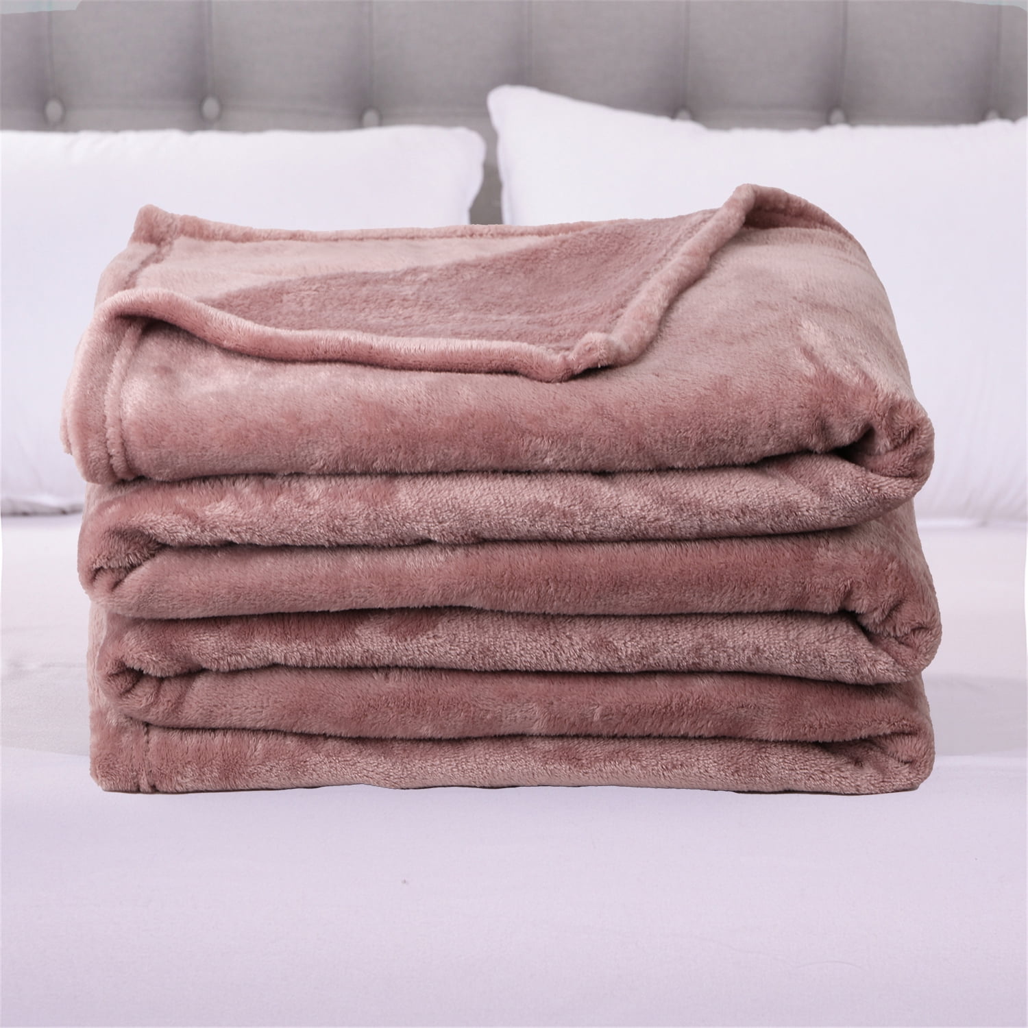 JML Fleece Blanket Flannel Blanket Couch Pink Queen 77"X81" Soft Lightweight Bed Blanket