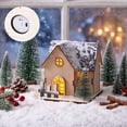 thumbnail image 5 of DIY Christmas House Kit, Lighted Wooden Village Decor, 4.72 Inch Snowy Cottage Model with Glowing Windows Layered Roof Details and A Small Fence, Wooden Craft Pieces with LED Light, 5 of 5
