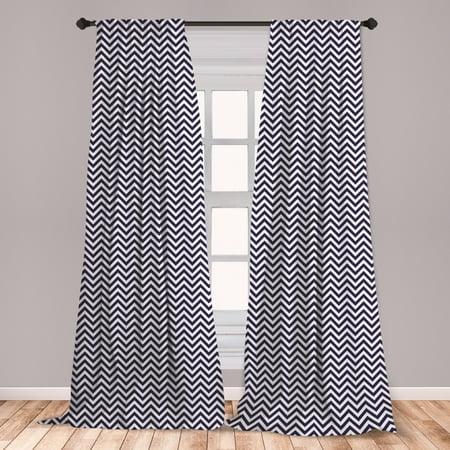 White And Navy Striped Curtains Navy Blue Curtains 2 Panels Set, Vertical Chevron Zig Zag Stripes Pattern in Classical Maritime Colors Retro, Window Drapes for Living Room Bedroom, Navy Blue White, by Ambesonne ()