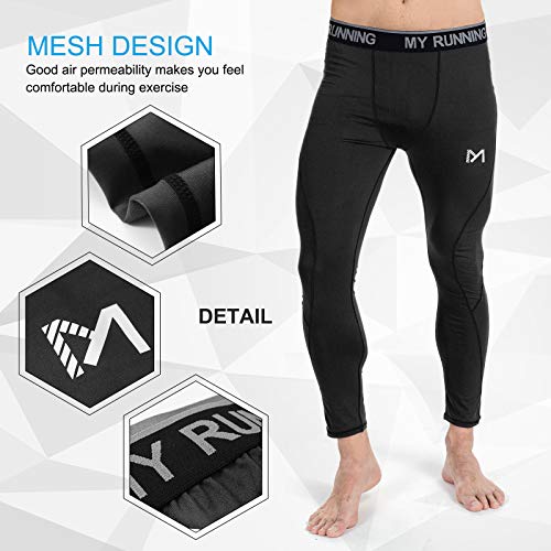 MEETYOO Mens Gym Compression Slim Tight Base Layer Sports Leggings Running Pants