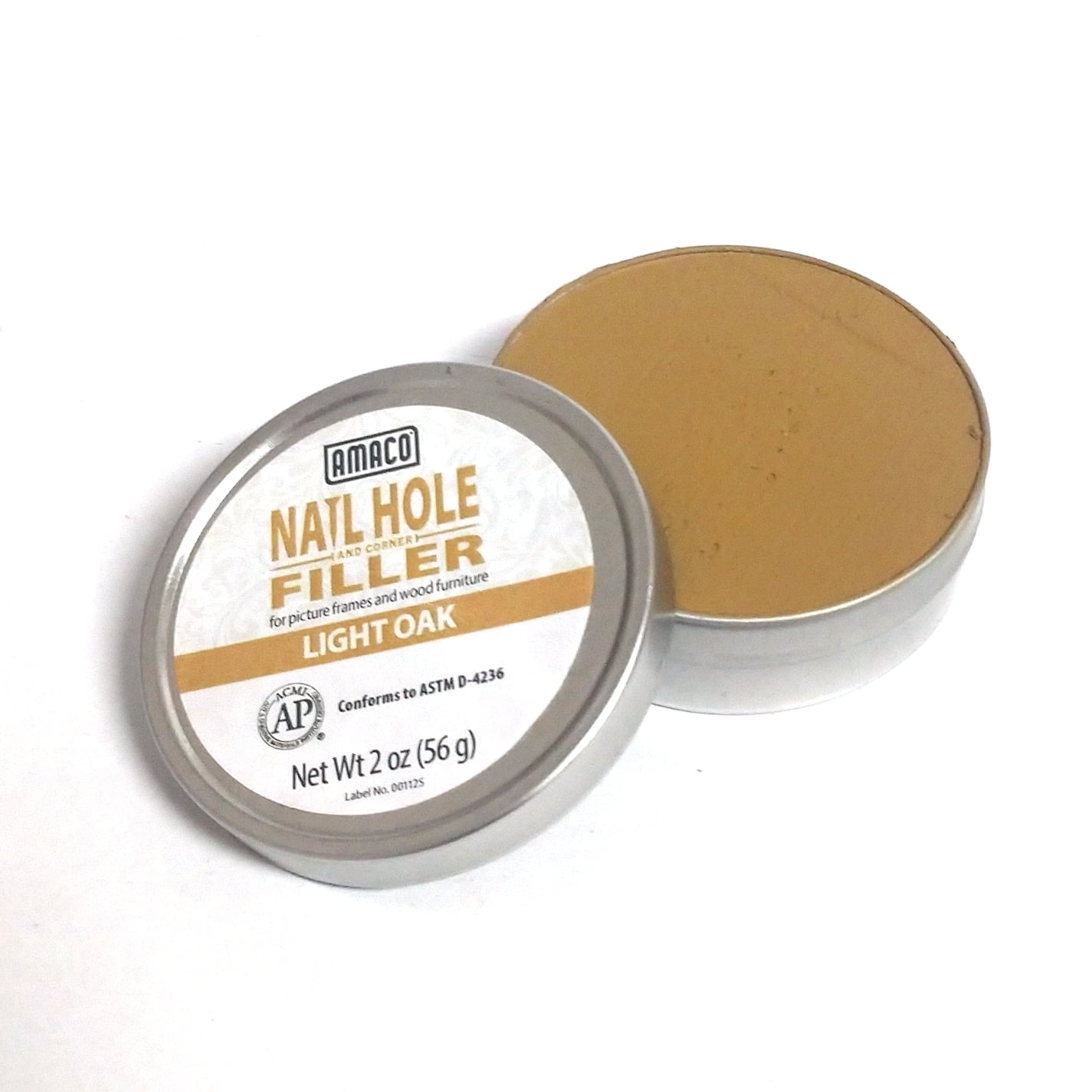 Amaco Nail Hole and Corner Filler for Wood, 2 Oz Tin, Light Oak