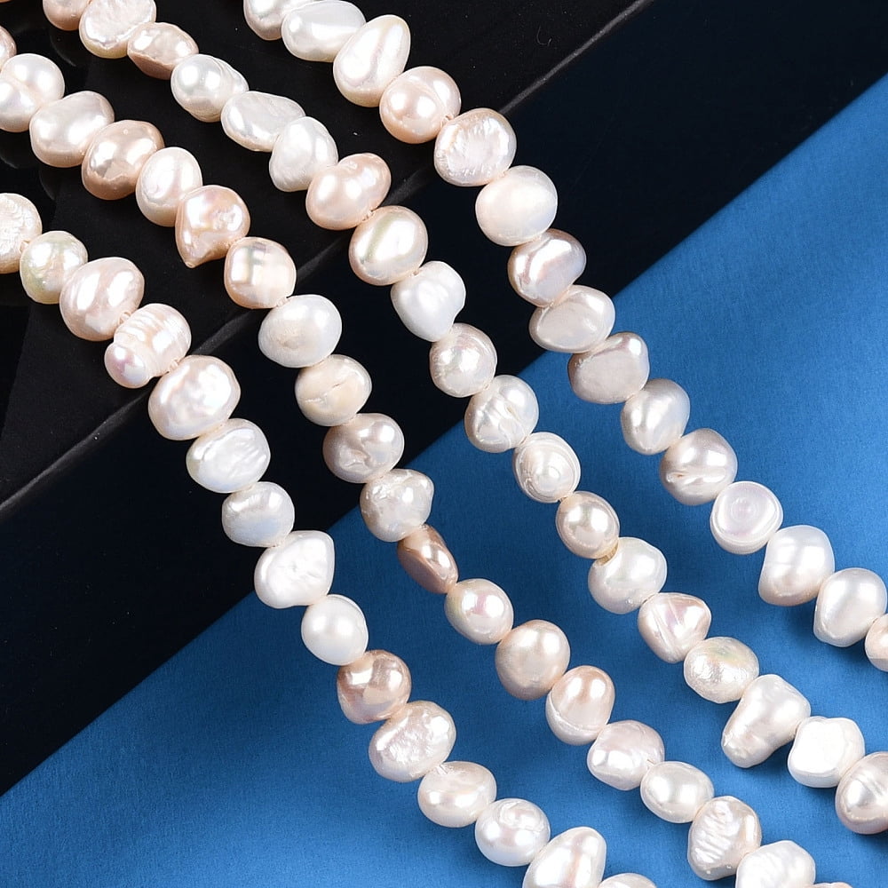 Natural Cultured Freshwater Pearl Beads Strands Baroque Keshi Pearl Beads Two Sides Polished Creamy White 4~5x4.5~6.5x2.5~4.5mm Hole: 0.5mm about 77pcs/strand 13.39~13.58 inch(34~34.5cm)