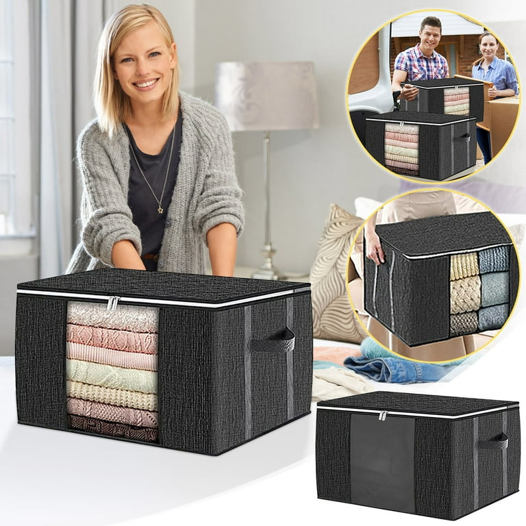 Pompotops 3 Pack Fall Winter Clothes Storage Box Foldable Blanket Storage Bags Storage Containers For Organizing Bedroom Clothing Organization And