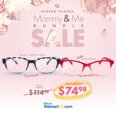 Screen Shades Mother's Day Bundle - Blue Light Blocking Computer Glasses - SS201 Grey/Blue & SS602 Red Fade - UV Protection - Relieve Eye Strain and Prevent Headaches From Device Use and Gaming