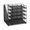 Black, variant on HFXLIVING Powder-Coated Steel 6-Compartment Desk File Organizer with Paper Trays and Side File Holder, Black