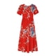 thumbnail image 3 of Puntoco Vestido De Mujer Con Cuello Redondo Y Manga Corta A Media Pantorrilla Con Bolsillos Dobles Y Estampado Floral Vestido De Manga Corta Con Cuello Redondo Rojo S,Regalos Para Mujer Joven, 3 of 4