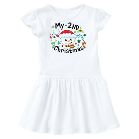 

Inktastic My 2nd Christmas Cute Snowman with Candy Canes Gift Toddler Girl Dress
