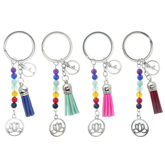 Naierhg Seven Chakra Yoga Energy Fitness Keyring Keychain Lotus Tassel Pendant Gift