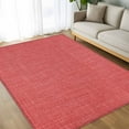 thumbnail image 4 of Coral Red 5x8 Area Rugs, Farmhouse Burlap Solid Red Color Modern Linen Texture Non-Skid Rubber Backing Large Rectangle Rugs - Living Room Bedroom Home Office, Indoor Floor Mat Carpets Washable Rug, 4 of 9