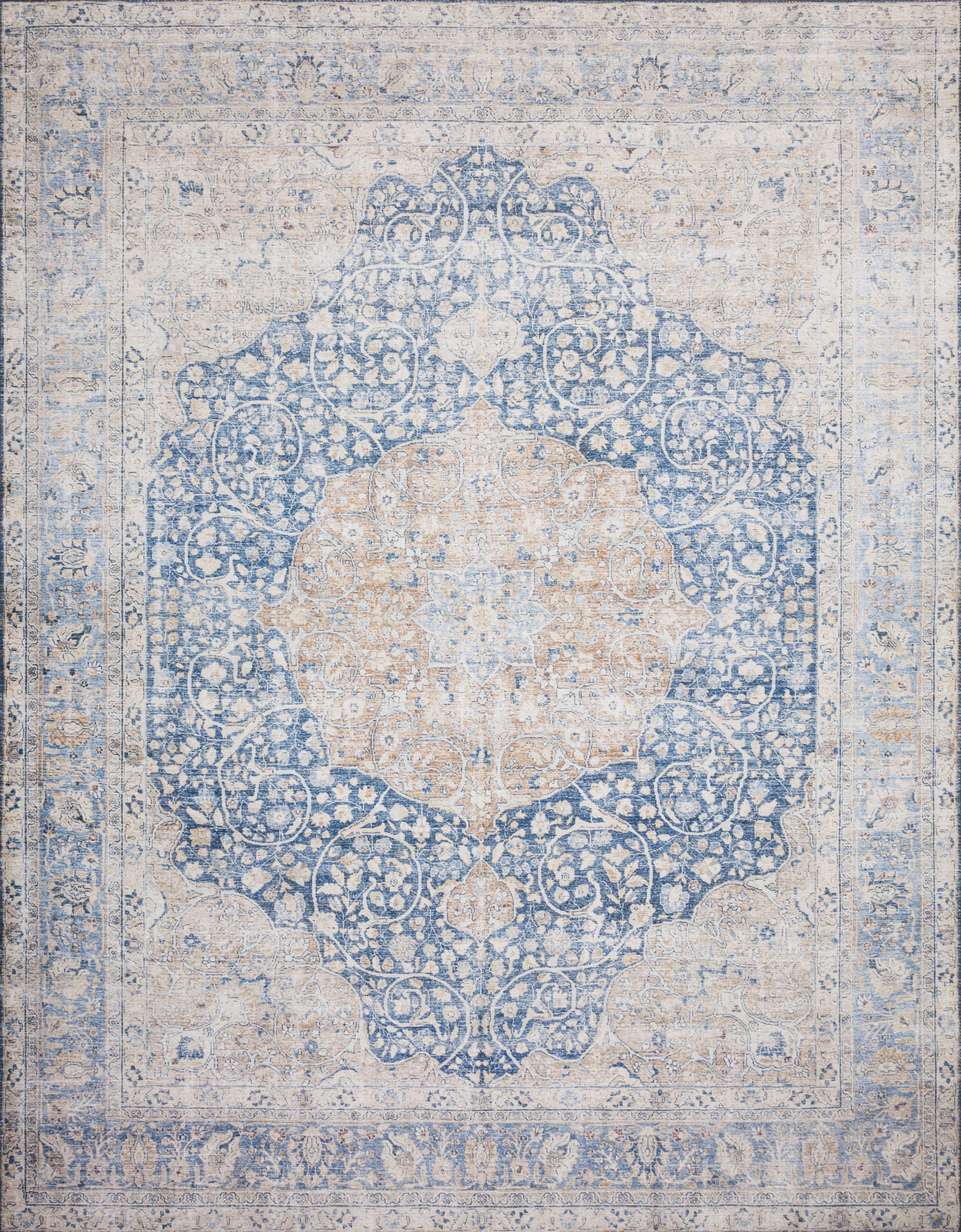 Loloi II Layla Oriental Blue / Orange Printed Area Rug