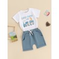 thumbnail image 4 of Musuos Toddler Boy Birthday Outfit 18M 24M 3Y 4Y Train Letter Print Short Sleeve T-Shirt with Elastic Waist Shorts Summer 2 Pcs Set, 4 of 10
