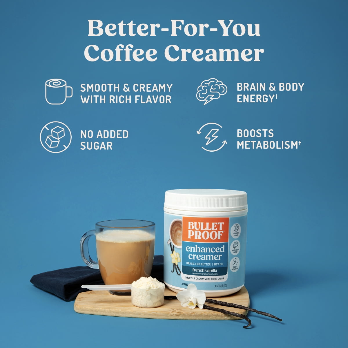 Free Shipping! Bulletproof French Vanilla Creamer, 14.8 Ounces