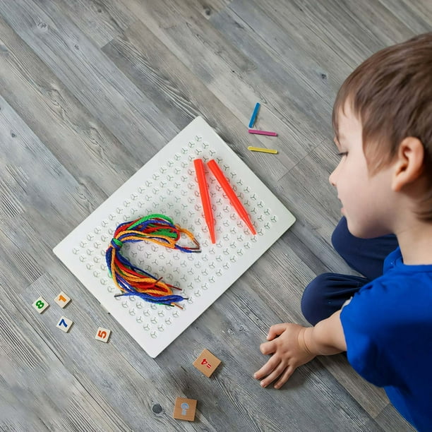 Fiudx Juego de Tablero para Enhebrar, Rompecabezas Seguro para Armar, Diseño Colorido, Herramienta para El Desarrollo Del Aprendizaje Temprano, Coordinación Mano-Ojo, Juego para Jardín de Infantes, C