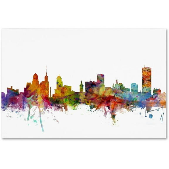 Trademark Fine Art Michael Tompsett Buffalo New York Skyline Canvas Wall Art - 12x19