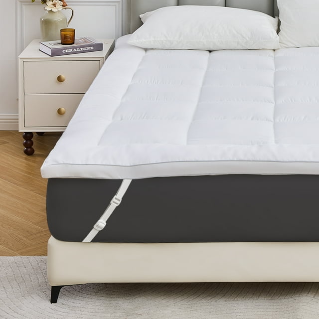 GOGREEN Extra Thick Mattress Topper Queen Size, Breathable Pillow Top Mattress Pad Cover Down Alternative Overfilled Plush Soft bed Protector with 8-16 Inch Elastic Deep Pocket