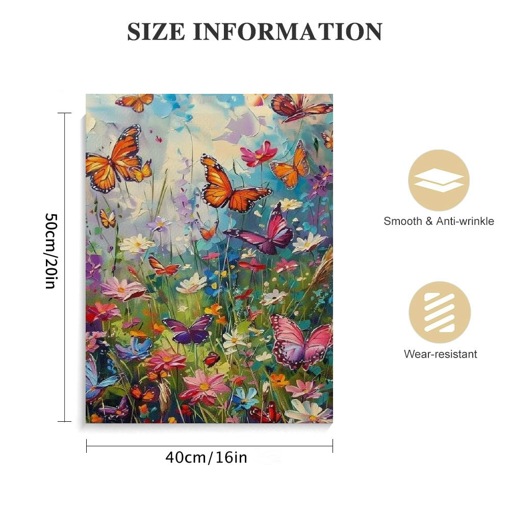 Creowell Butterfly Wall Art Color Butterfly Canvas Print Nature Floral Artwork for Girls Bedroom Modern Home Artwork For Bathroom Kitchen 16x20 in/12x16 in