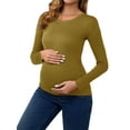 thumbnail image 2 of INSPIRE CHIC Women's Maternity Ruched Tops Long Sleeve Shirts Casual Blouses Basic T-Shirt Clothing 2025 Medium Ginger Yellow, 2 of 6