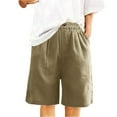 thumbnail image 7 of TRUBKH shorts for women bermuda shorts for women gym shorts women long shorts for women baggy shorts Cotton Linen Shorts Loose Fit Knee Length Cosy Shorts Beach Shorts With Pockets Khaki XL, 7 of 7