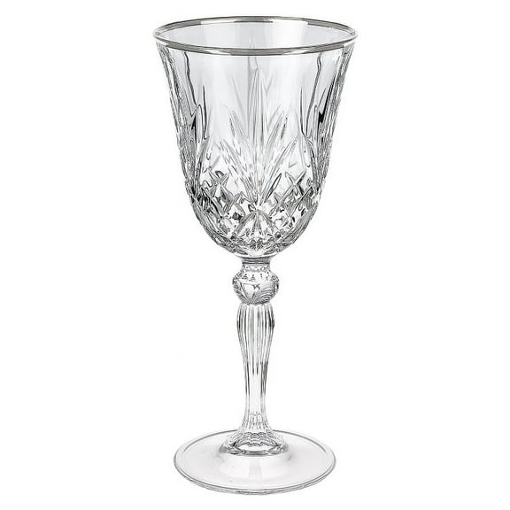 Elegant and Modern Crystal Drinkware for Hosting Parties and Events - Set of 4, Red Wine Glass, Silver Band, 7.5 oz.