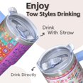 thumbnail image 4 of Boho Style 20oz Tumbler with Lids and Straws, Stainless Steel Insulated Travel Coffee Mug, Double Wall Vacuum Leakproof Bohemian, 4 of 5