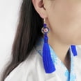 thumbnail image 3 of Boho Blue Tassel Earrings Long Dangle Ethnic Style Jewelry for Women Vacation Festival Lightweight Fashion Accessories, 3 of 5