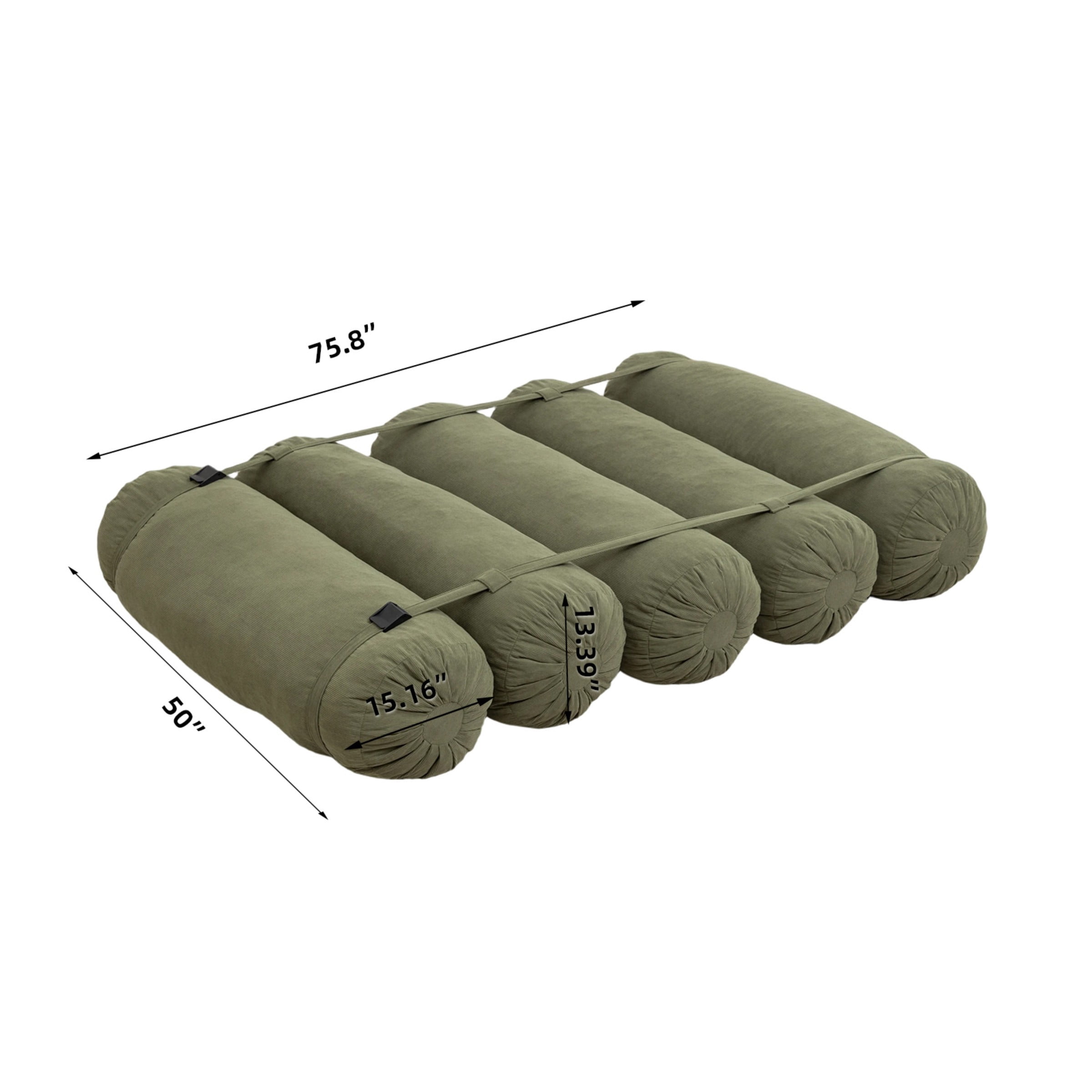 Adjustable Floor Sofa, Corduroy Lazy Sofa Chair with Adjustable Straps, Modular Floor Couch for Living Room Bedroom Dorm, Green