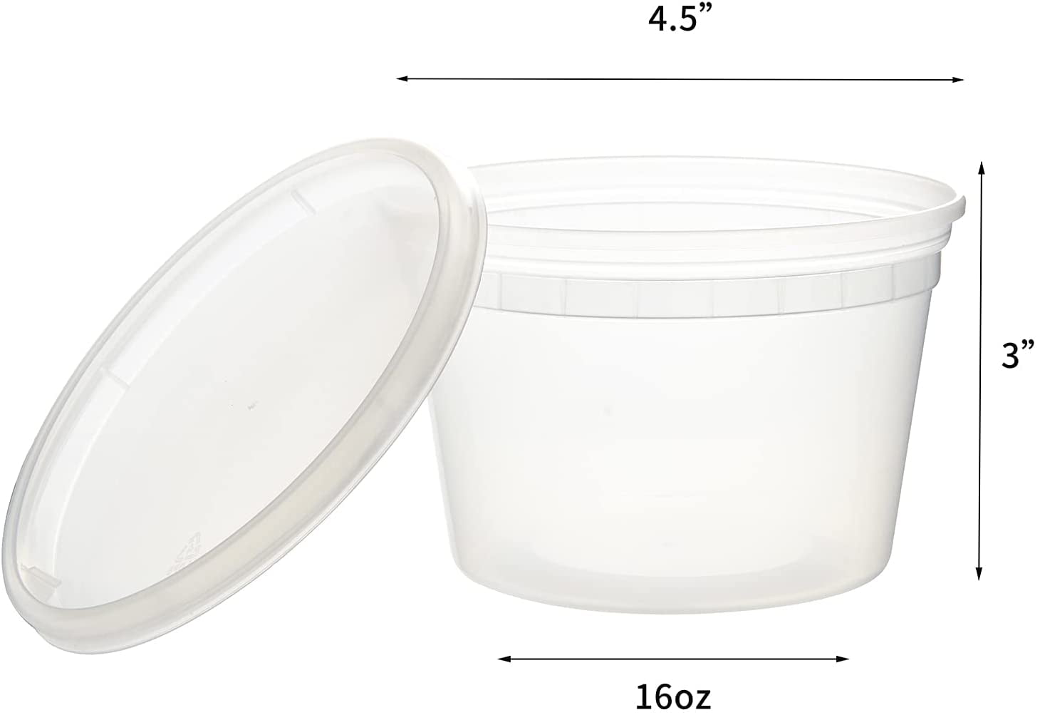16 oz Pint Size Plastic Freezer Food Storage Soup Deli Container Tub w/Lid  96/PK