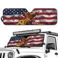 thumbnail image 2 of Yuyamidu American Flag Windshield Sun Shade, Highland Cow Car Sun Shade for Rubicon Sahara TJ JK JKU 2 Door & 4 Door, UV Rays Blocker Sun Visor Shade Keep Vehicle Cool, 2 of 7