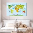 thumbnail image 2 of Elephant Stock Animals Of The World Wall Art - Horizontal Canvas Wall Art - Kids Room Wall Decor - Map Canvas - Green And Blue Decor - 48" x 32", 2 of 8
