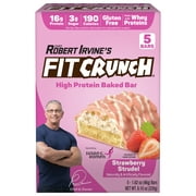 FITCRUNCH Strawberry Strudel, High Protein Baked Bar, 16g Protein, 5ct