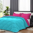 thumbnail image 2 of DNG Creations 3 Piece Reversible Diamond Pattern Comforter ( Hot-Pink/Turquoise-Blue Colour ) 550 GSM All - Season 100% Egyptian Cotton, 800 TC - Full/Queen - Size, 2 of 7