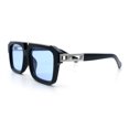 thumbnail image 6 of Mens Euro Mafia Mob Thick Bevel Frame Rectangle Racer Sunglasses [Black Silver - Blue], 6 of 8