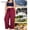 Wine women plus size wide leg pants a1, variant on Cagogo Women Plus Size Wide Leg Elastic Waist Pants with Pockets Flowy Casual Loose Long Trousers Summer Beach Vacation Lounge Pants, Wine 2XL