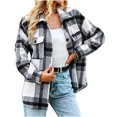 thumbnail image 2 of Pntutb Señoras Invierno Sin Capucha A Cuadros Solapa Camisa De Manga Larga Casual Top Chaqueta Liquidación Pntutb Pntutb-4817, 2 of 5