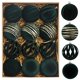 thumbnail image 1 of Juego de 12 adornos navideños de terciopelo flocado de 8 cm con diseños pintados a mano. Elegantes adornos para árbol de Navidad en color verde esmeralda, en caja de regalo., 1 of 1