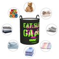 thumbnail image 6 of XMXY Round Laundry Basket Organizer, Eat Sleep Game Slogan Print Waterproof Collapsible Dirty Clothes Basket Laundry Hamper, Medium Size, 6 of 8