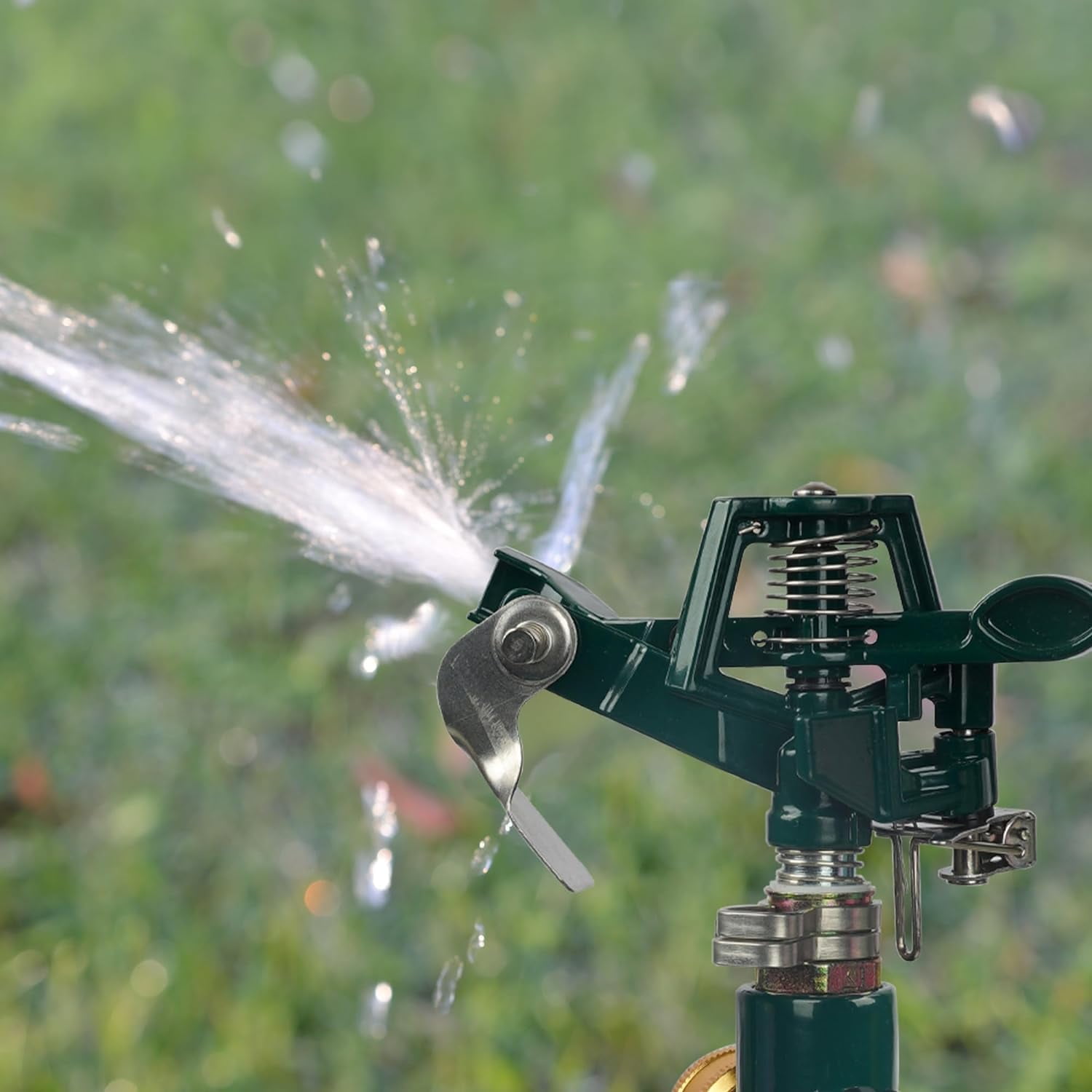 2 Pack Impact Sprinklers for Yard, Adjustable Pulsating Water Sprinkler Head on Step Spike, Zinc Alloy Lawn Sprinkler for 360 Degree Large Area Patio Garden Irrigation