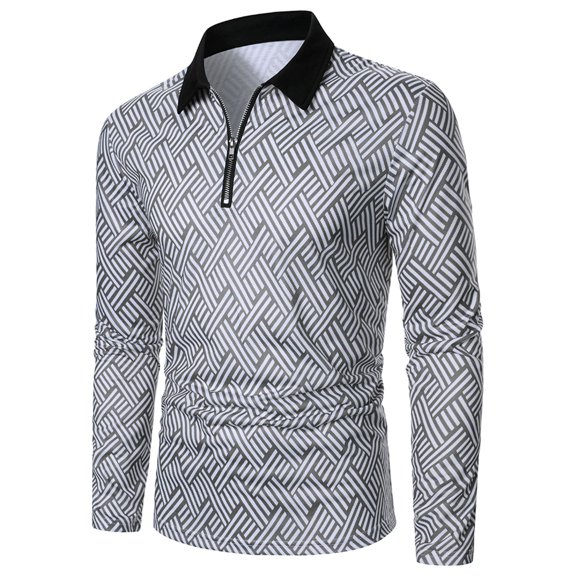Vedolay Men's Polo Shirt 2023 Shirts Fall Casual Long Sleeve Tops White,M