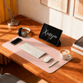 thumbnail image 6 of PU Leather Desk Pad, Non-Slip Waterproof Desk Mat, Large Office Mouse Pad, Full Coverage Desk Blotter Mat with Strap, Writing & Mouse Pad for Office & Home(Light Pink, 31.5”x15.7”), 6 of 8