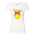 thumbnail image 2 of Wild Bobby, Tennis Mom Cute Bow Ribbon Tennis Ball, Mother's Day, Women Slim Fit Junior Tee, White, X-Large, 2 of 3