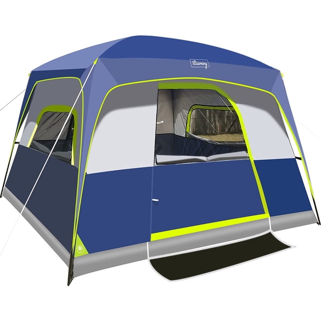 Tienda de campaña para 6 personas/instantánea para camping, resistente al viento, familia de 60 segundos/fácil instalación, tienda de campaña con mosca superior, doble capa, 4 ventanas de malla grandes, 2 puertas de malla, proporciona 2 alfombrillas de puerta para camping, tienda de campaña de 10 x 9 x 78 pulgadas de alto BWKJ Otros Deportes y Recreación