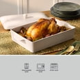 thumbnail image 5 of Better Homes & Gardens Artisan 9.3" x 15.5" Cream Stoneware Roasting Pan with Lid, 5 of 21
