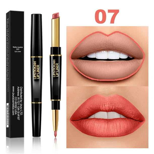 Set combinado de lápiz labial y delineador de labios resistente al agua 2 en 1, tinte de labios mate de larga duración con punta de precisión, fórmula humectante, uso durante todo el día, maquillaje